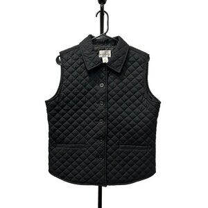 Drapers and Damons Petite Quilted Black Vest Button-Front MP